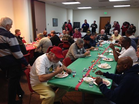 Northview men's Bible study group serves a meal to US veterans. (photo submitted by Win Clark)
